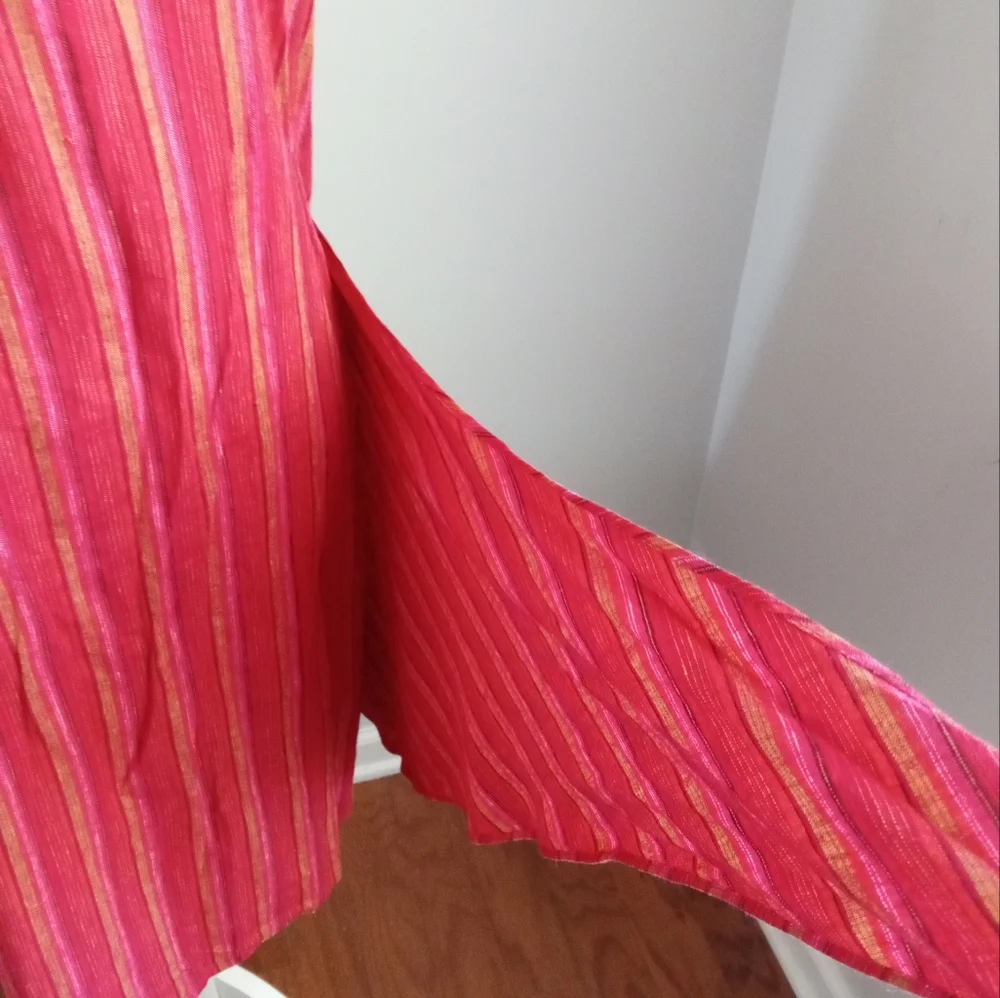 New Anthropologie Drew Red Striped Linen Blend Sleeveless Faux Wrap Dress Medium - Picture 5 of 10